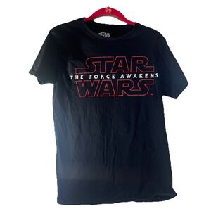 Star Wars Shirt Men's M Black Movie Logo Graphic Tee Shirt The Force‎ Awakens